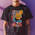 Black T-shirt featuring a bold, colorful "Punch Nazis" design with a clenched fist and abstract, graffiti-style patterns.